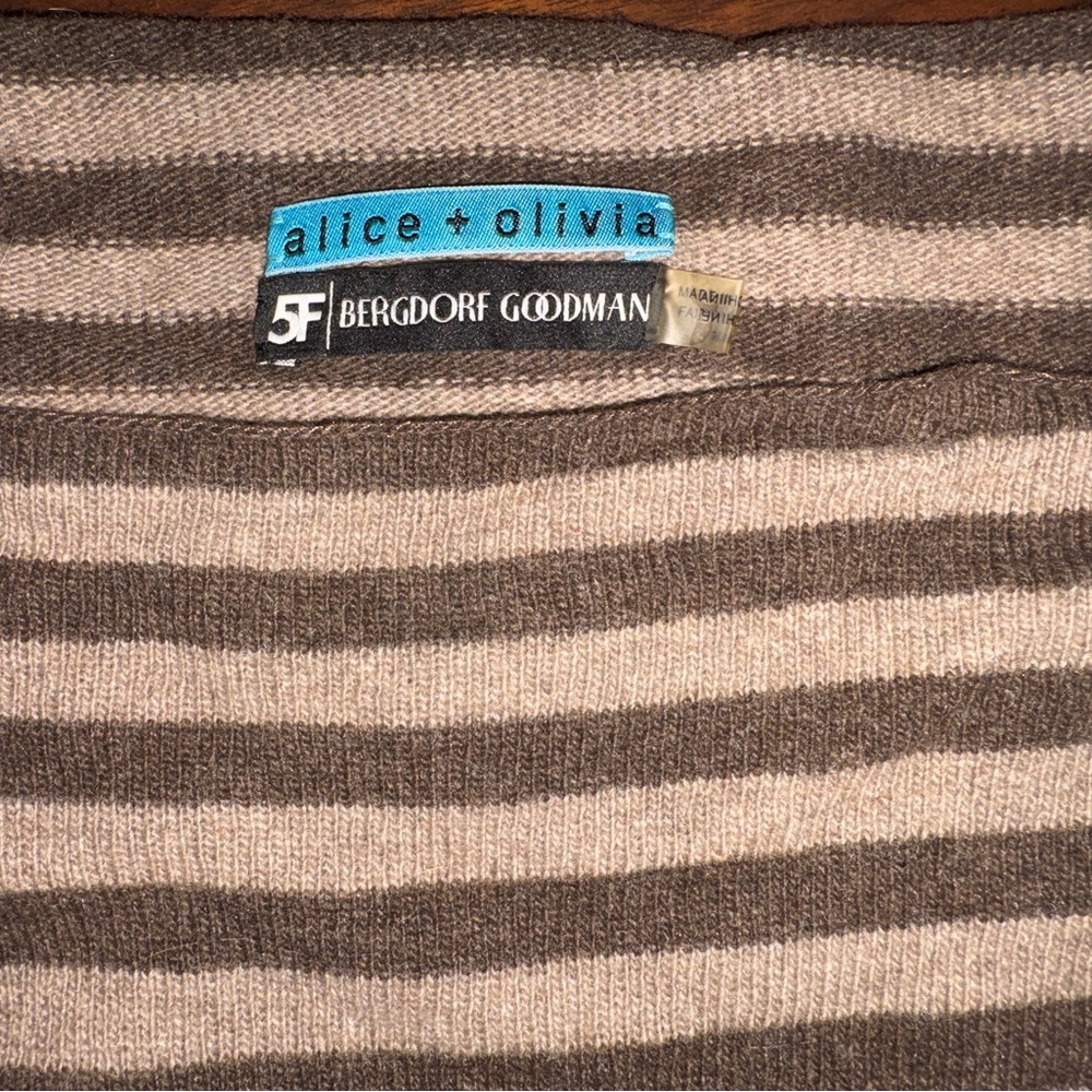 Alice + Olivia Taupe and Cream Knit Top